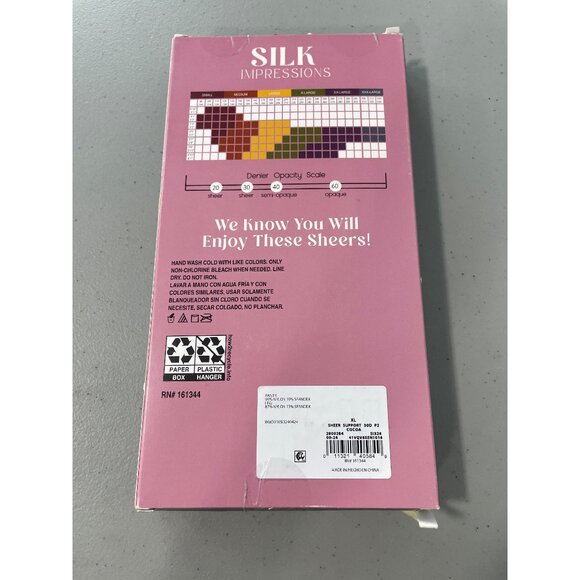 Silk Impressions Pantyhose Size XL Medium Support Sheer High Waisted 2 Pair NEW - Picture 3 of 6